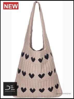 Crochet Tote Bag, Lightweight Foldable Beach Purse, Boho Knitted Summer Handbag